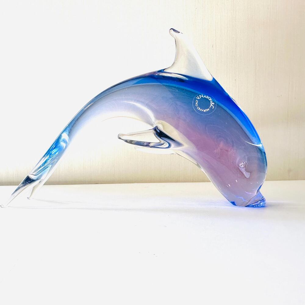 Vintage Art Glass Dolphin Sommerso V Nason C Murano Figurine Sculpture Italy